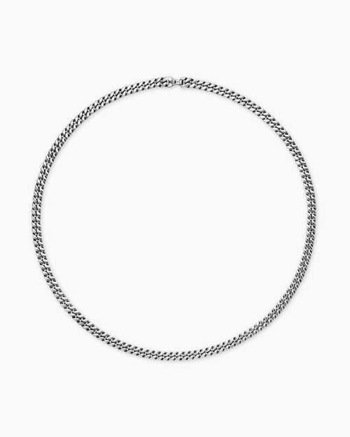 Mens Curb Chain Necklace in Sterling Silver, 6mm