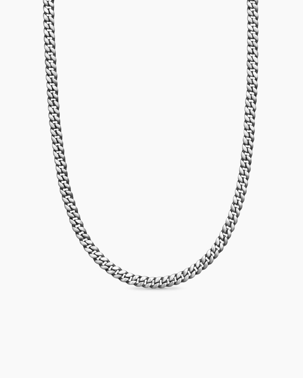 Mens Curb Chain Necklace in Sterling Silver, 6mm