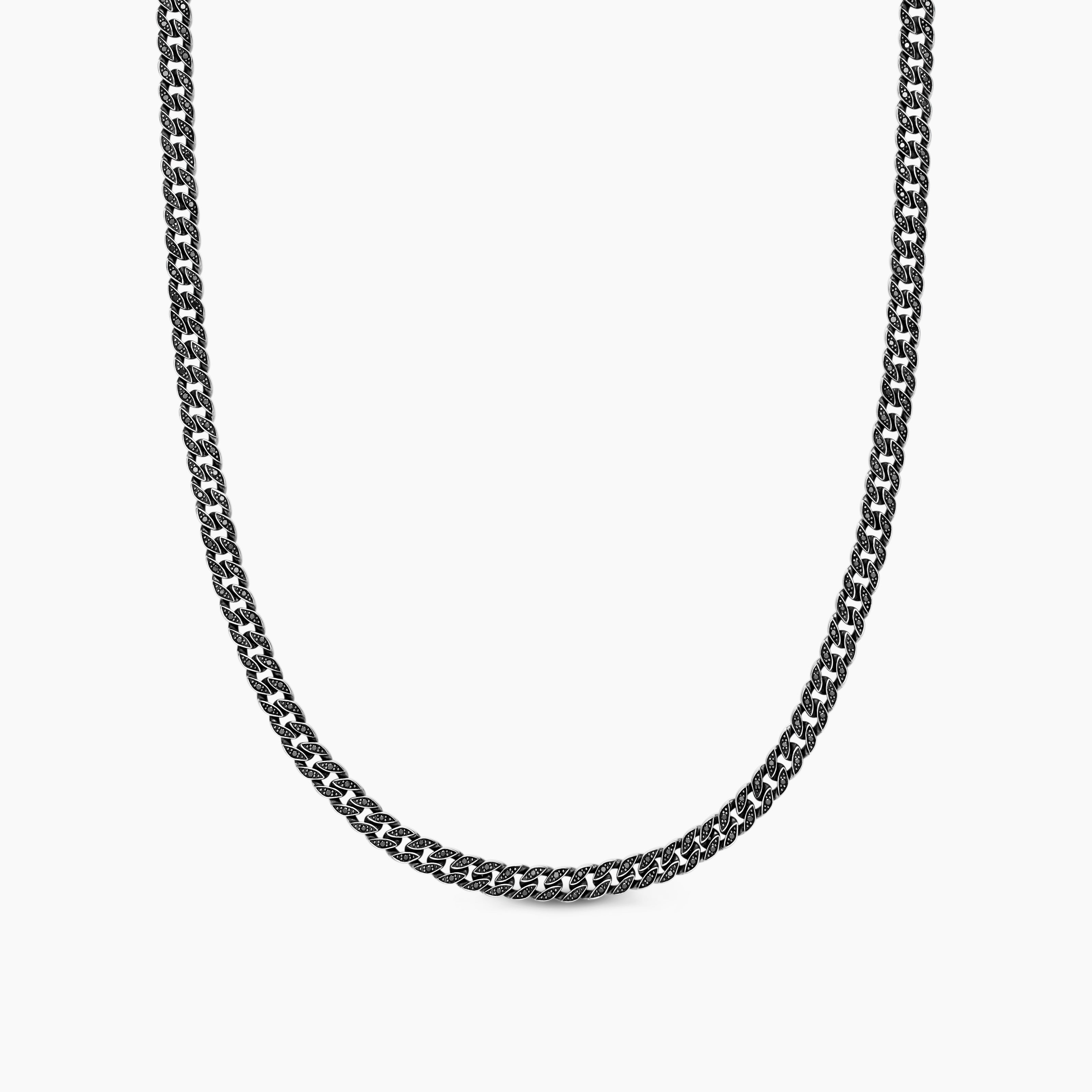 Mens Curb Chain Necklace in Sterling Silver, 6mm
