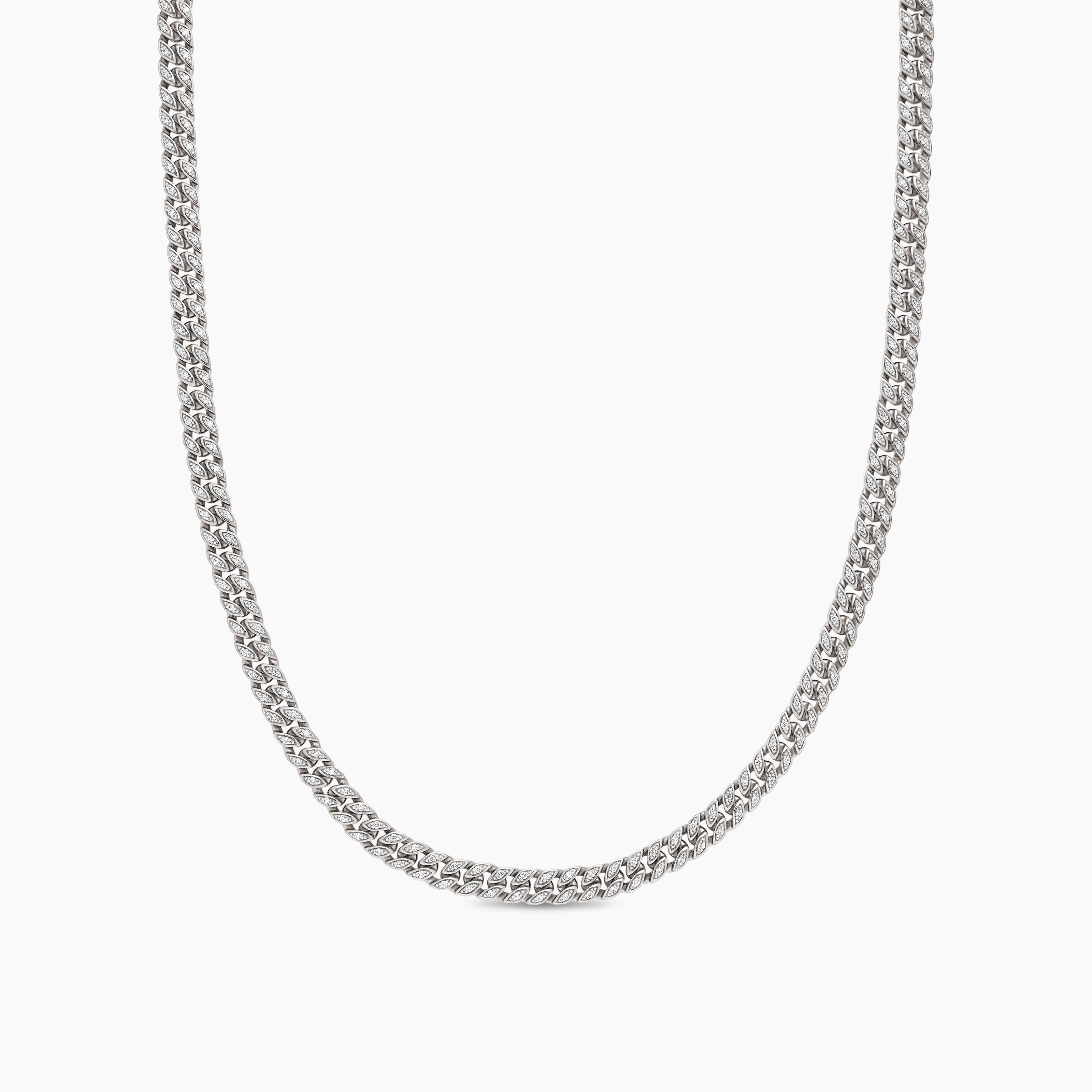Mens Curb Chain Necklace in Sterling Silver, 6mm