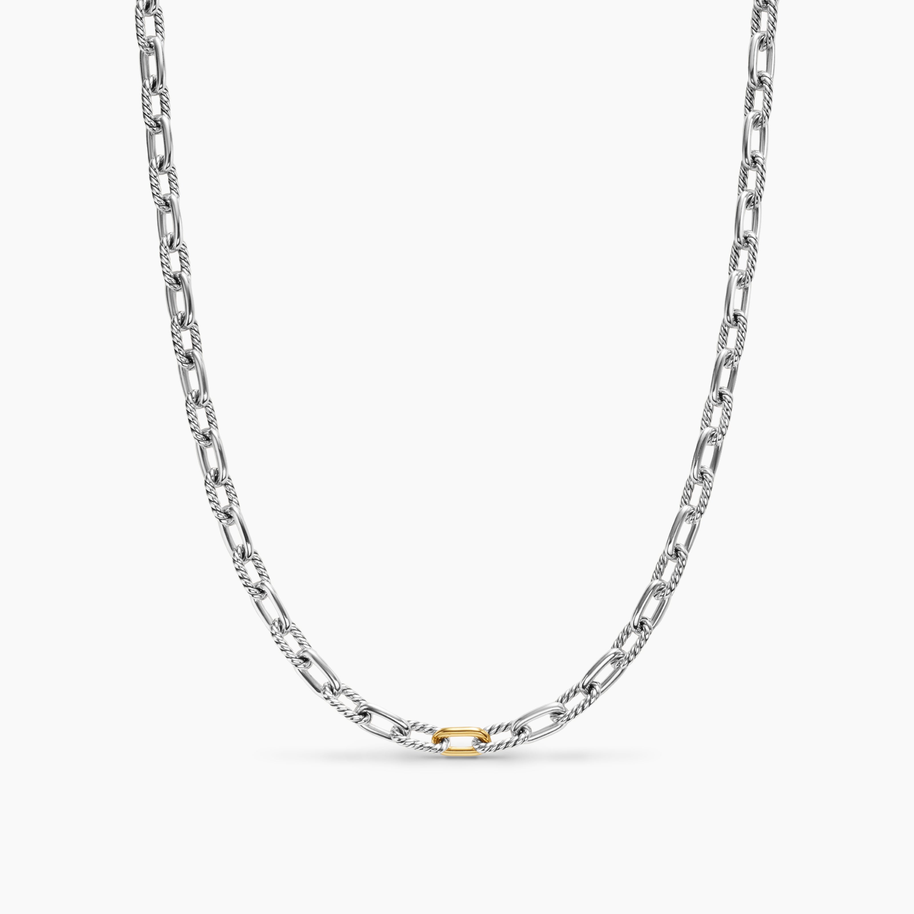 Mens DY Madison&reg; Chain Necklace in Sterling Silver with 18K Yellow Gold, 6mm