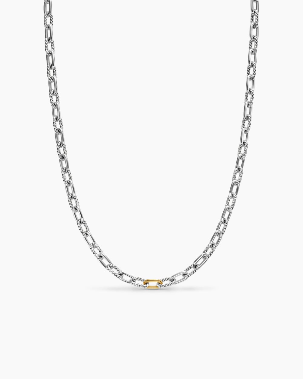Collier chaîne DY Madison en argent sterling avec or jaune 18 carats, 6 mm pour hommes