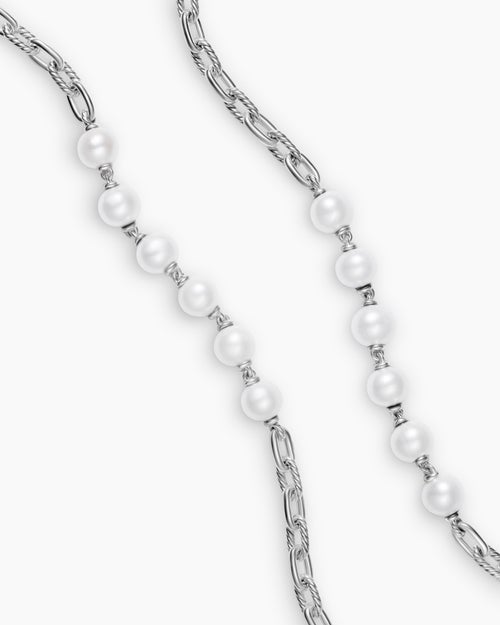 Mens DY Madison® Chain Necklace in Sterling Silver with Pearls, 6mm