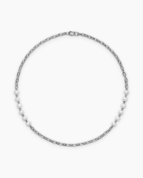 Mens DY Madison® Chain Necklace in Sterling Silver with Pearls, 6mm
