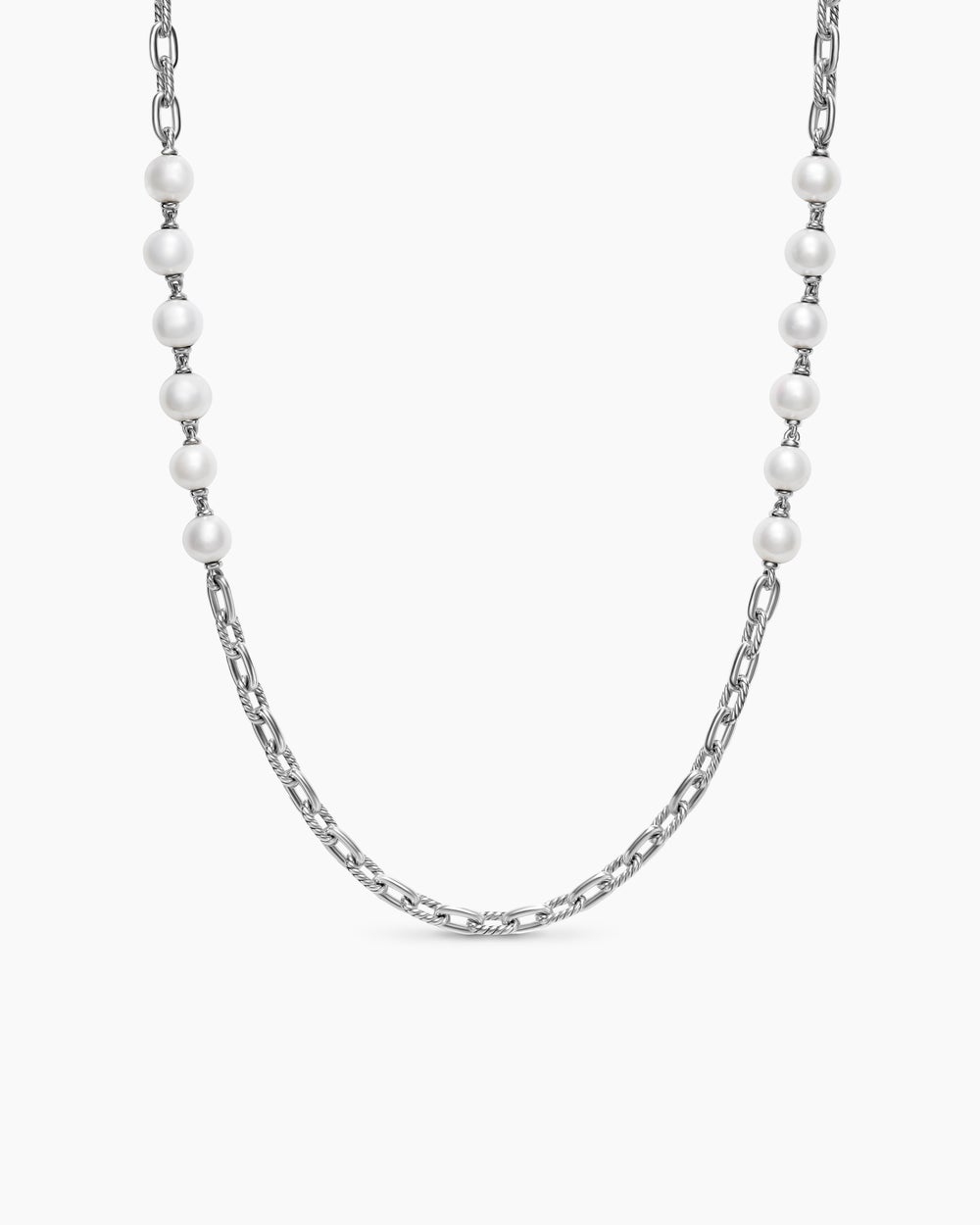 Mens DY Madison® Chain Necklace in Sterling Silver with Pearls, 6mm