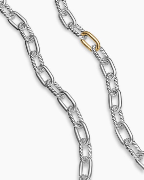 Mens DY Madison® Chain Necklace in Sterling Silver with 18K Yellow Gold, 8.5mm