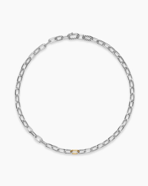 Mens DY Madison Chain Necklace in Sterling Silver with 18K Yellow Gold, 8.5mm