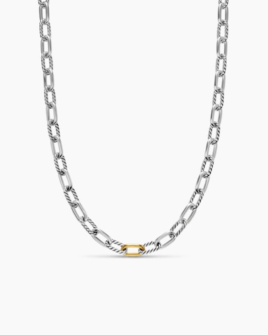 DY Madison® Chain Necklace in Sterling Silver with 18K Yellow Gold, 8.5mm