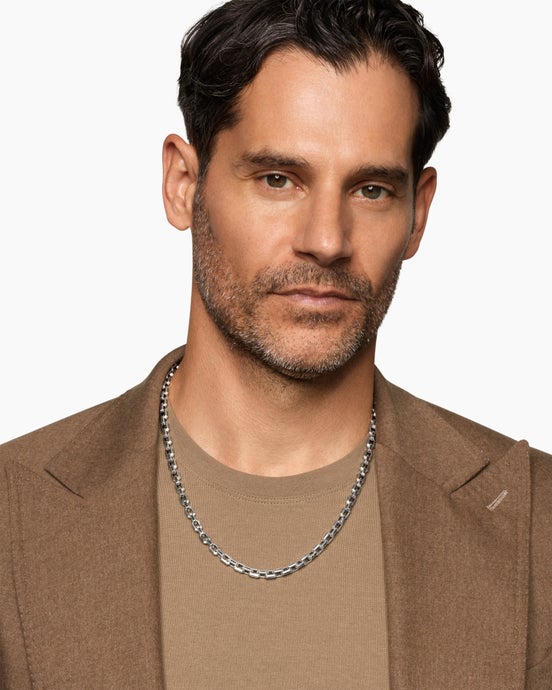 Streamline® Link Necklace in Sterling Silver with Black Diamonds, 5.5mm