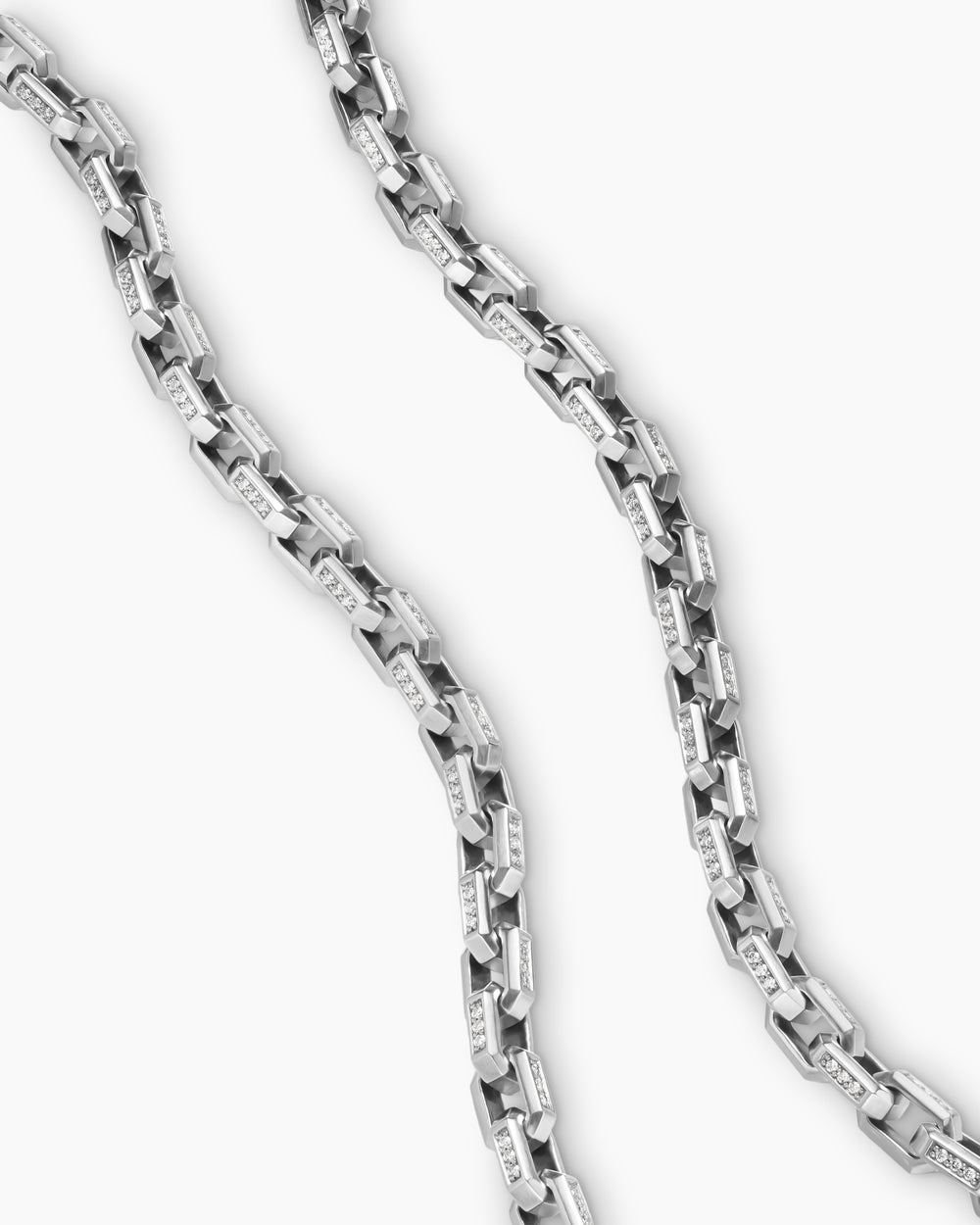 Mens Streamline® Link Necklace in Sterling Silver with Diamonds, 5.5mm