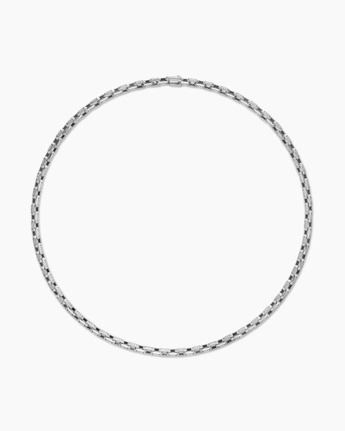 Mens Streamline® Link Necklace in Sterling Silver with Diamonds, 5.5mm