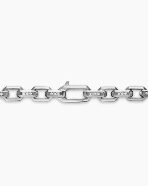 Mens Streamline® Link Necklace in Sterling Silver with Diamonds, 5.5mm