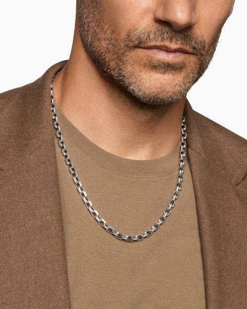 Mens Streamline Link Necklace in Sterling Silver, 5.5mm