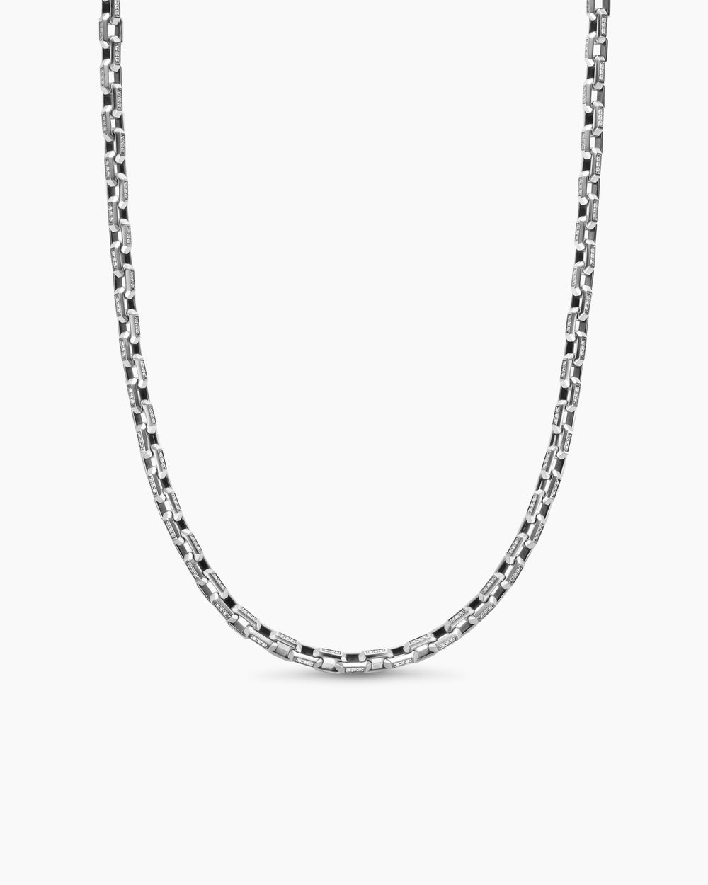Mens Streamline® Link Necklace in Sterling Silver with Diamonds, 5.5mm