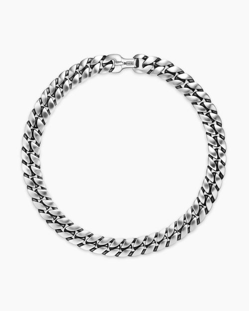 Mens Curb Chain Necklace in Sterling Silver, 18mm