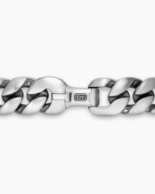 Mens Curb Chain Necklace in Sterling Silver, 18mm