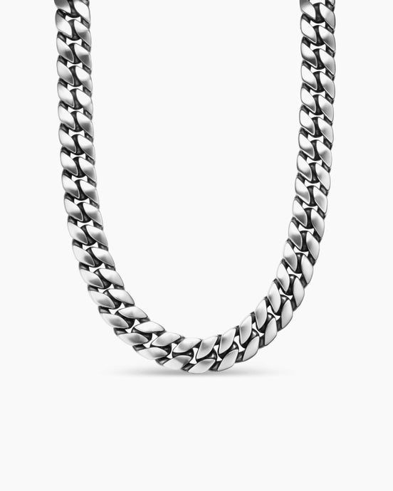 Curb Chain Necklace in Sterling Silver, 18mm