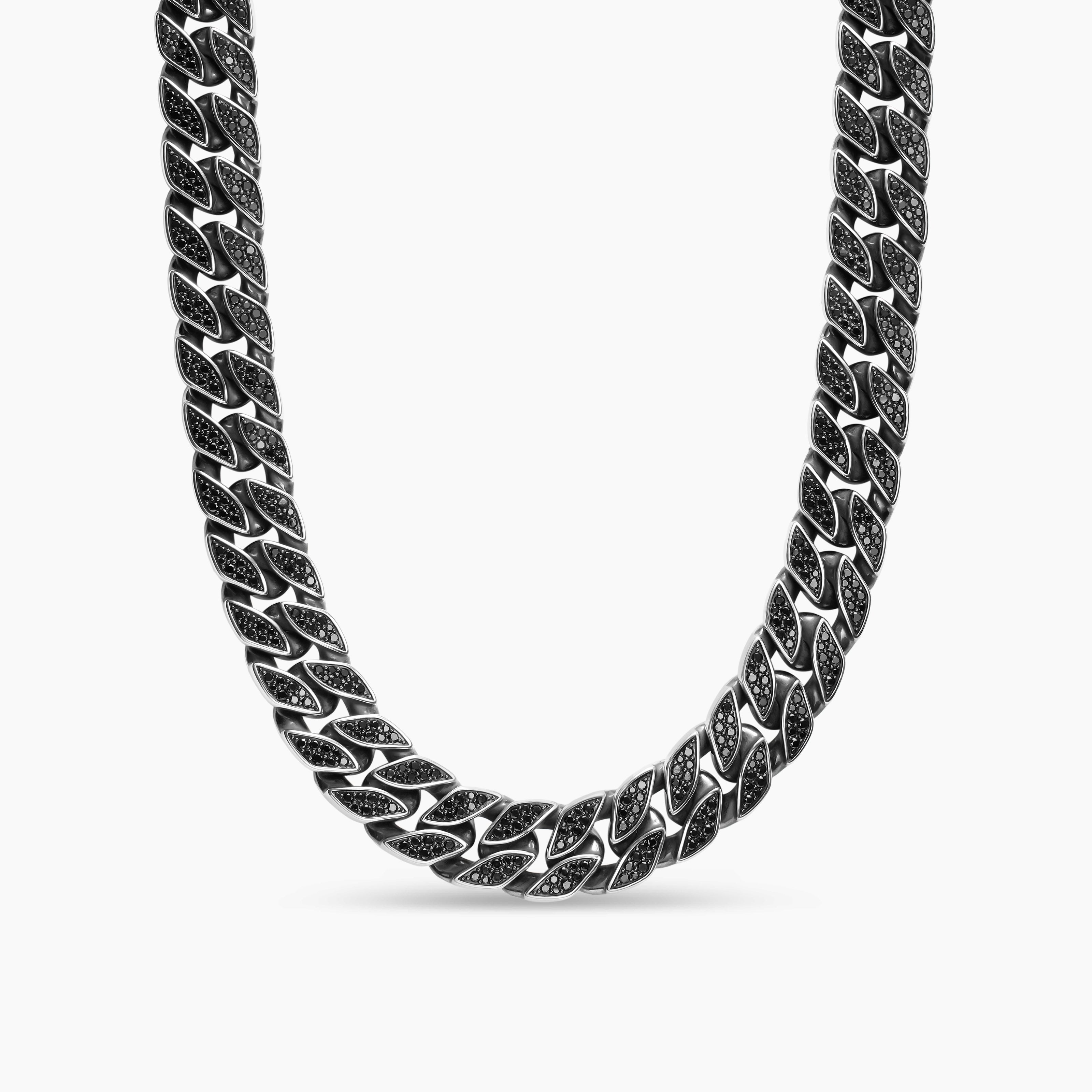 Mens Curb Chain Necklace in Sterling Silver, 18mm