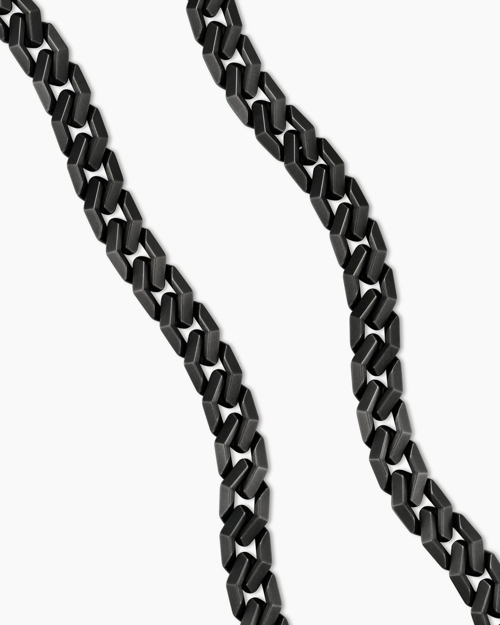 Mens Curb Chain Angular Link Necklace in Black Titanium, 11mm
