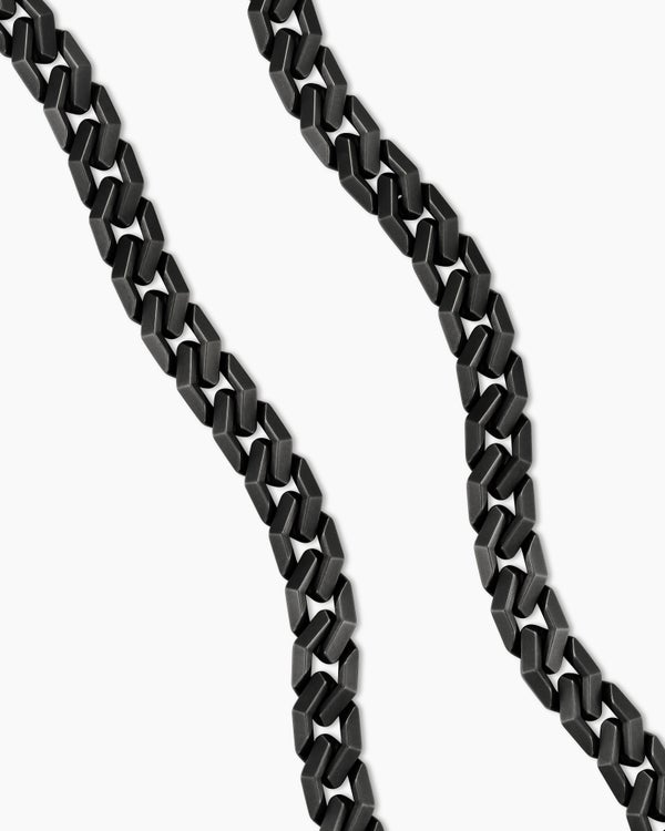 Curb Chain Angular Link Necklace in Black Titanium, 11.5mm