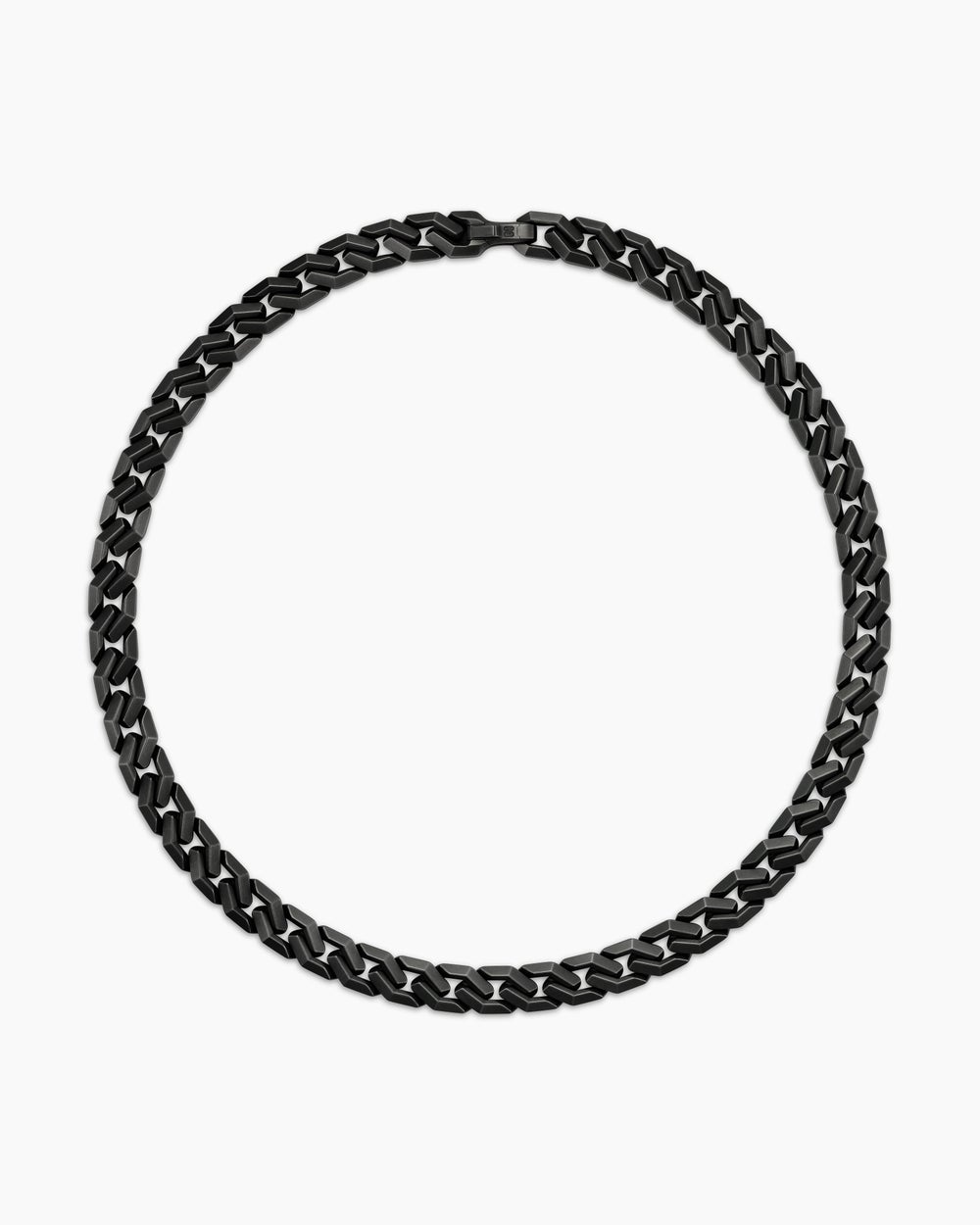 Mens Curb Chain Angular Link Necklace in Black Titanium, 11mm