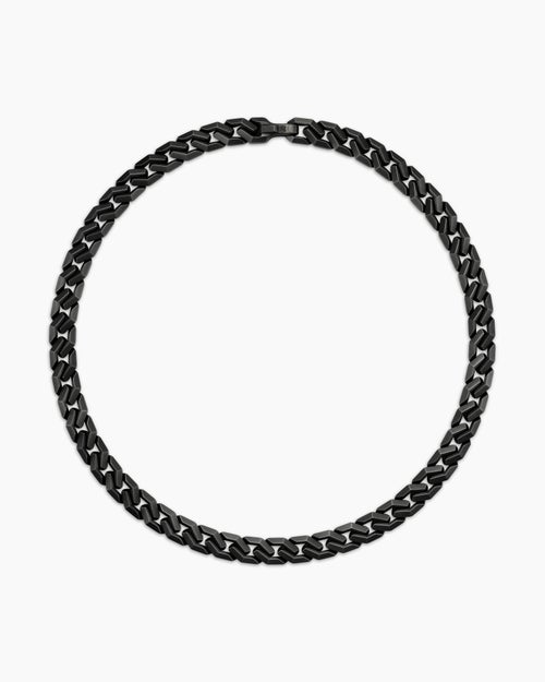 Mens Curb Chain Angular Link Necklace in Black Titanium, 11.5mm