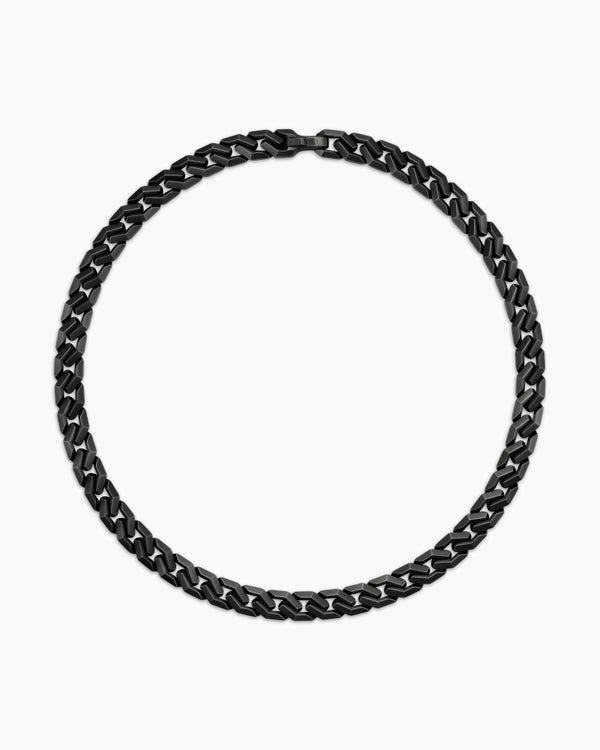 Curb Chain Angular Link Necklace in Black Titanium, 11.5mm