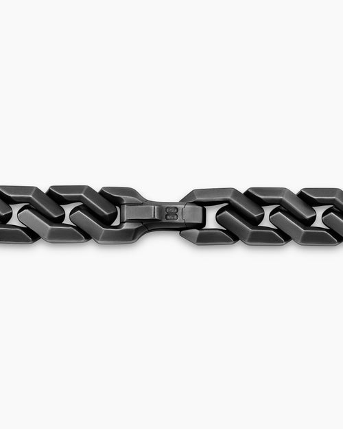 Mens Curb Chain Angular Link Necklace in Black Titanium, 11.5mm