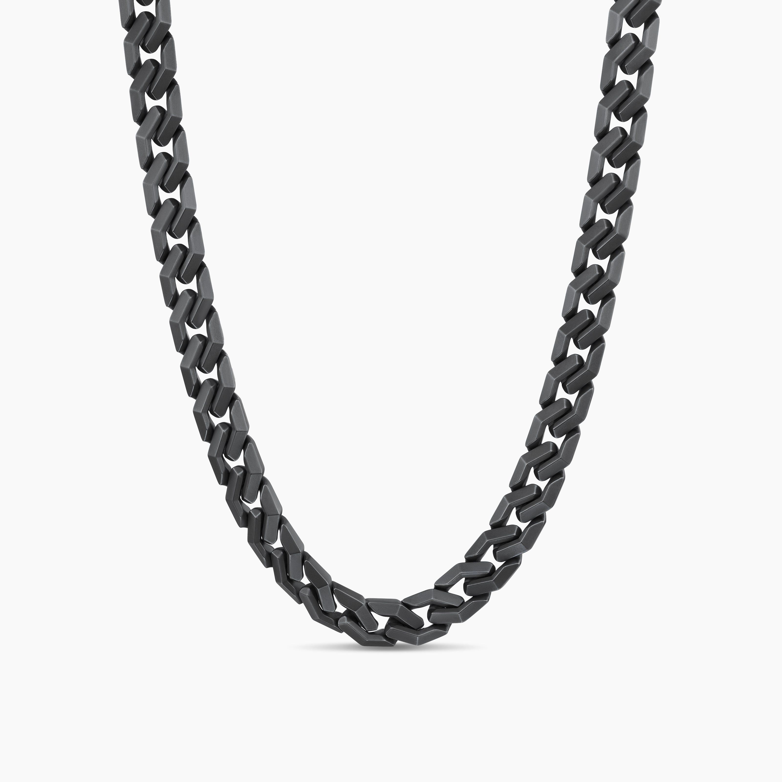 Mens Curb Chain Angular Link Necklace in Black Titanium, 11.5mm
