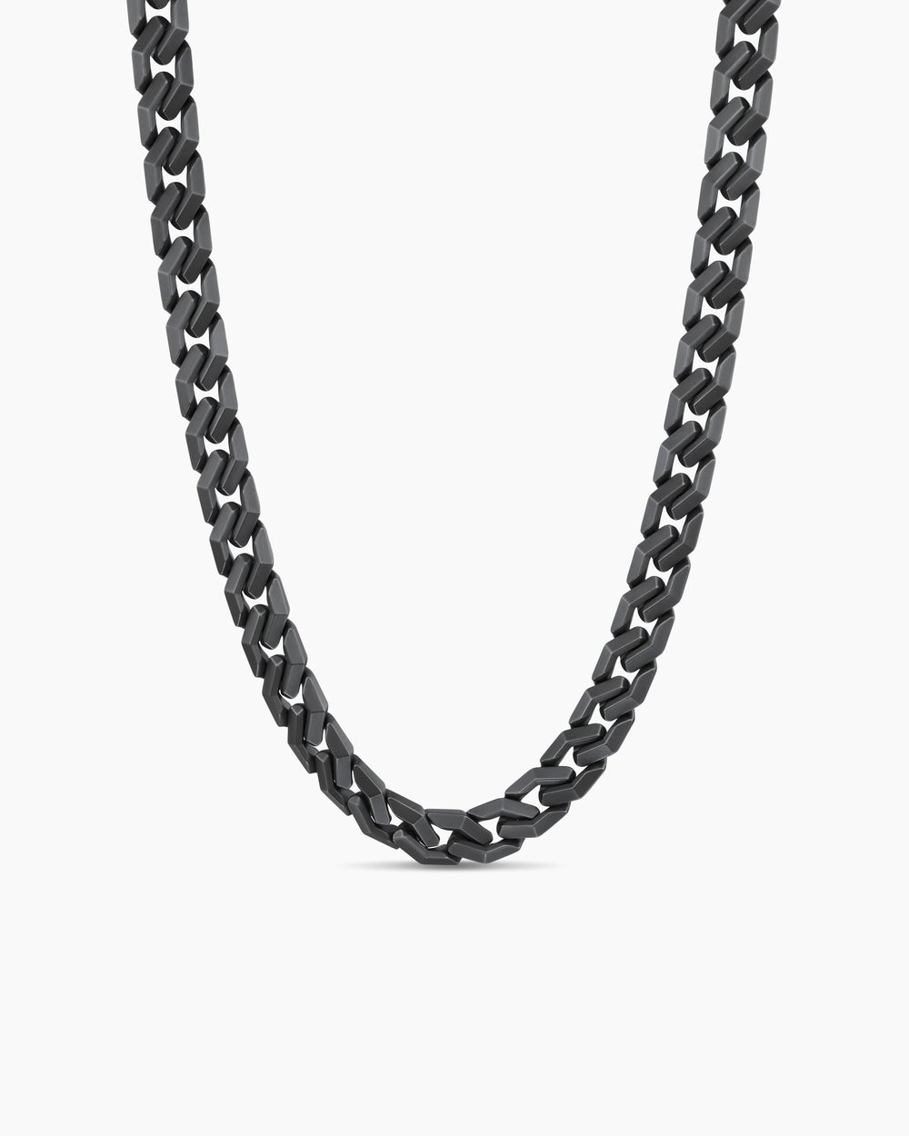 Mens Curb Chain Angular Link Necklace in Black Titanium, 11mm