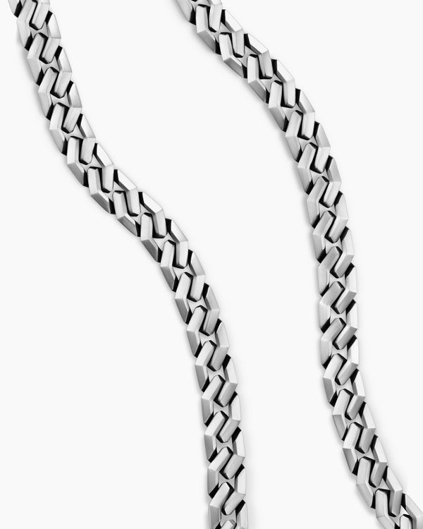 Curb Chain Angular Link Necklace in Sterling Silver, 11.5mm