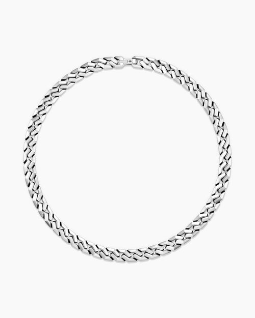 Mens Curb Chain Angular Link Necklace in Sterling Silver, 11.5mm
