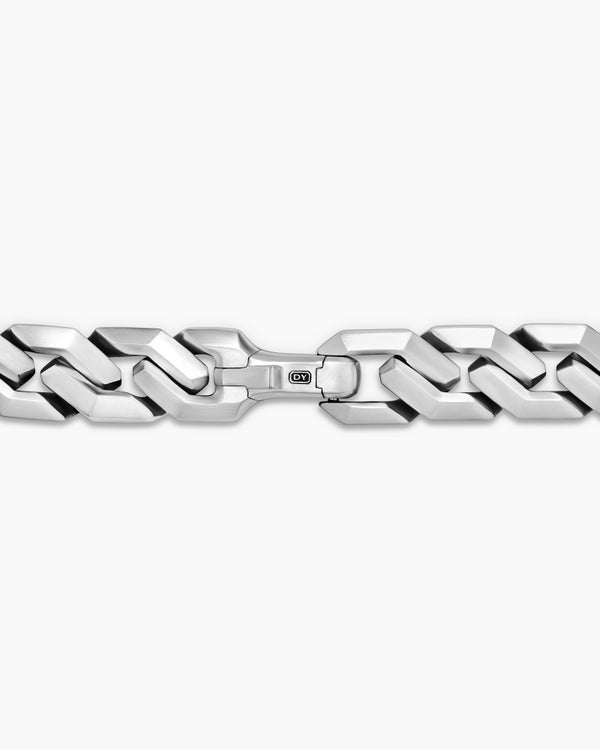 Curb Chain Angular Link Necklace in Sterling Silver, 11.5mm