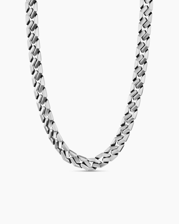 Curb Chain Angular Link Necklace in Sterling Silver, 11.5mm