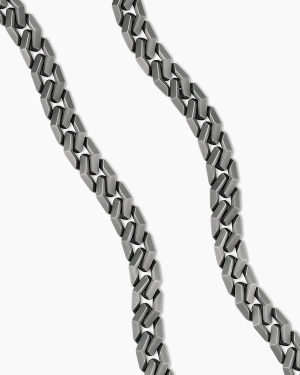 Curb Chain Angular Link Necklace in Titanium, 11.5mm