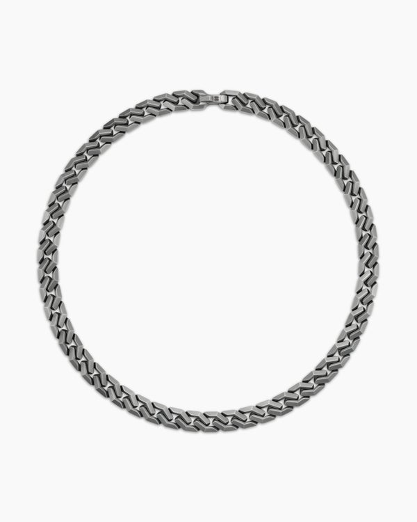Curb Chain Angular Link Necklace in Titanium, 11.5mm