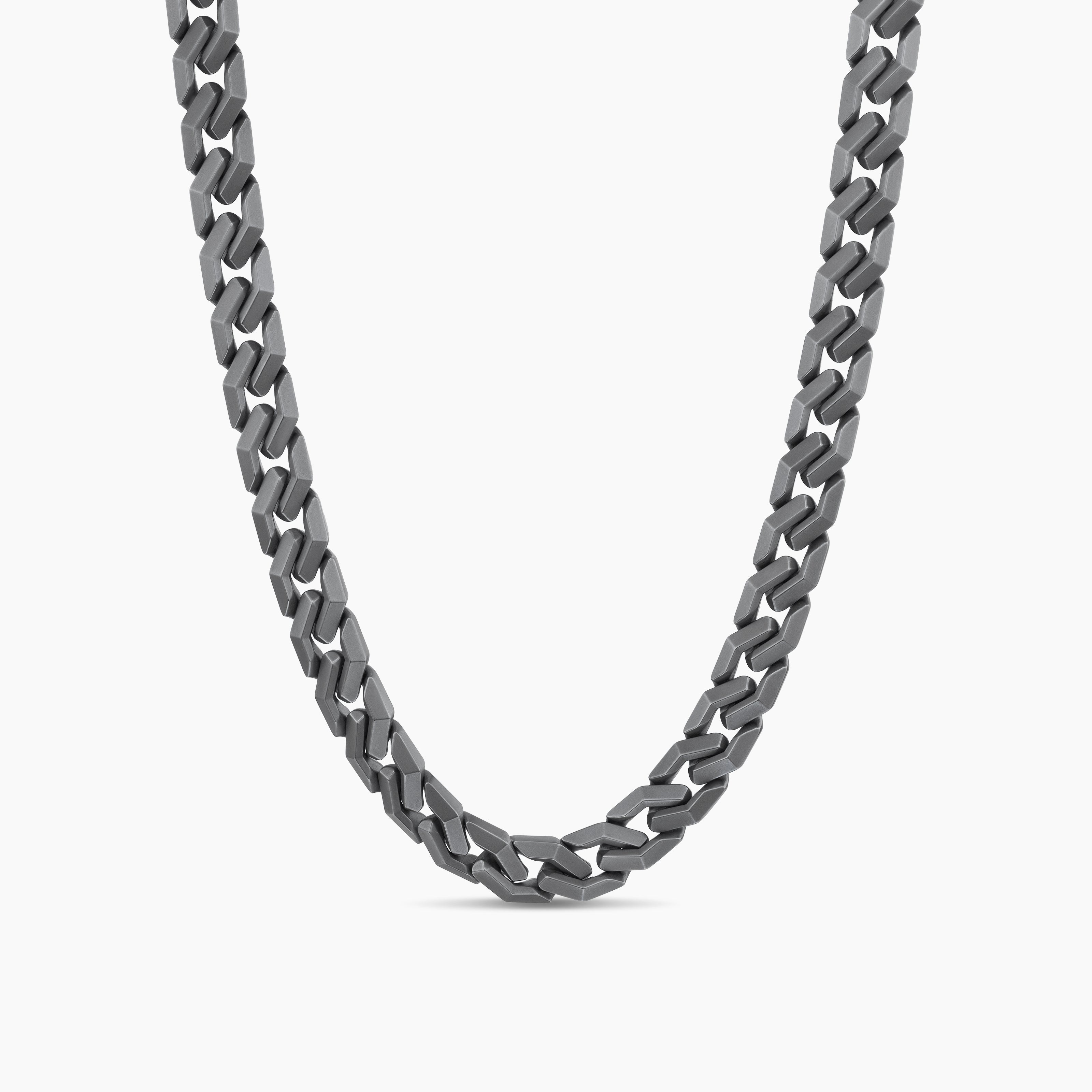 Mens Curb Chain Angular Link Necklace in Anthracite Titanium, 11.5mm