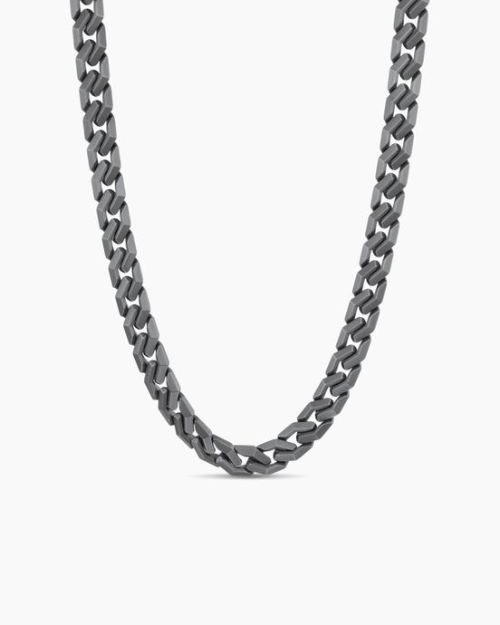 Curb Chain Angular Link Necklace in Titanium, 11.5mm
