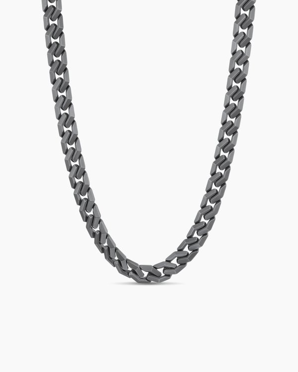 Curb Chain Angular Link Necklace in Titanium, 11.5mm