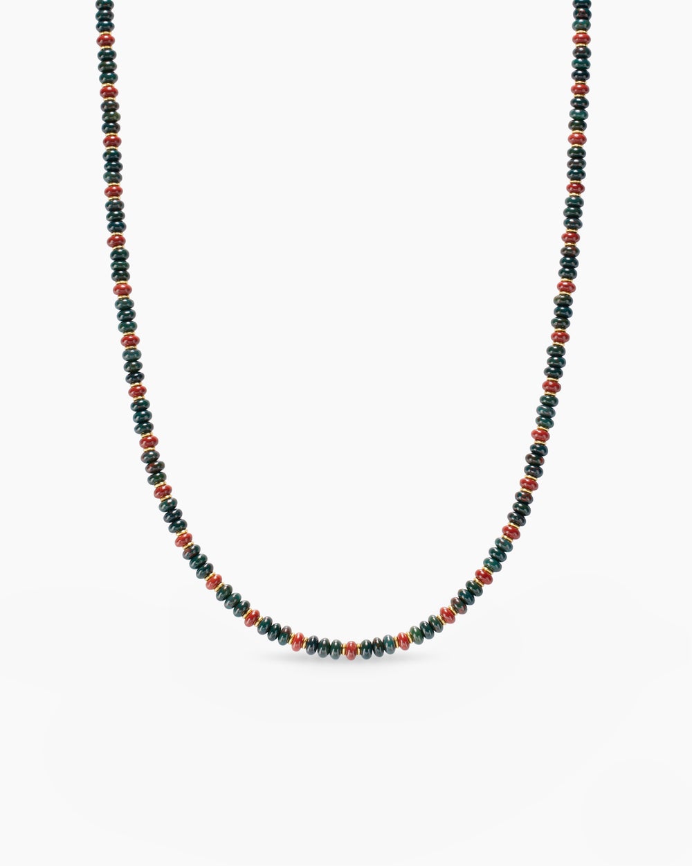 Collier Spiritual Beads en or jaune 18 carats avec bloodstone et jaspe rouge, 4 mm homme