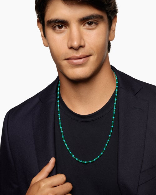 Mens Spiritual Beads Necklace in 18K Yellow Gold, 4mm