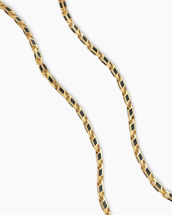 Streamline® Faceted Chain Necklace in 18K Yellow Gold with Forged Carbon, 4.3mm