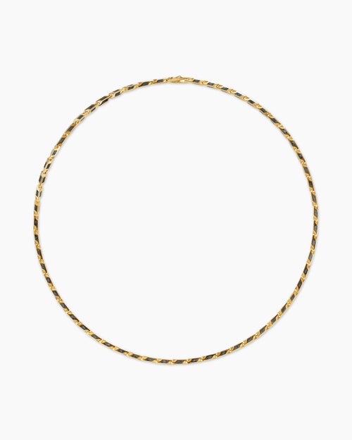 Mens Streamline® Faceted Chain Necklace in 18ct Yellow Gold with Forged Carbon, 4.3mm
