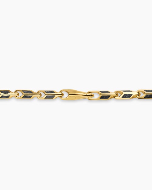Mens Streamline® Faceted Chain Necklace in 18ct Yellow Gold with Forged Carbon, 4.3mm