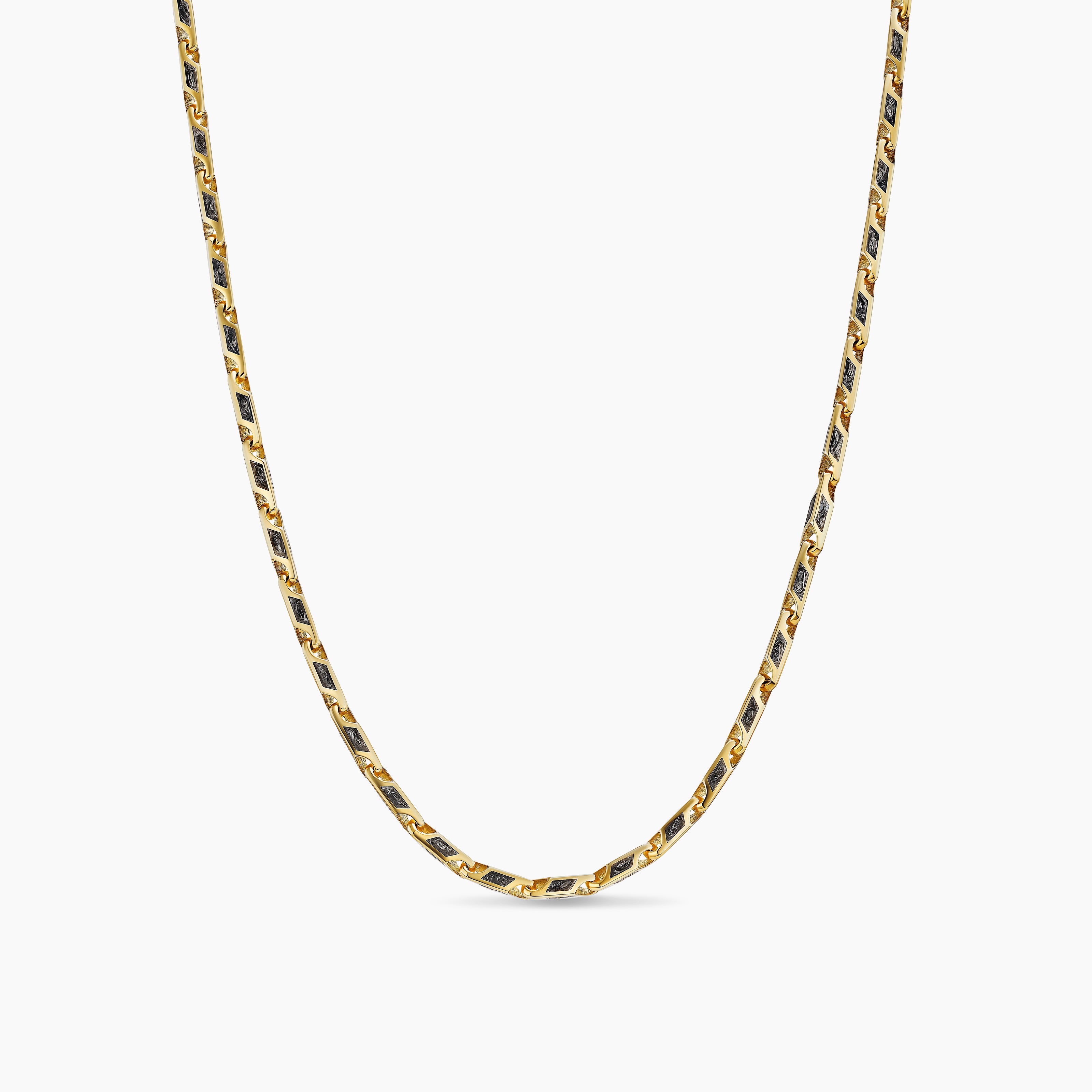 Mens Streamline Faceted Chain Necklace in 18K Yellow Gold, 4.3mm
