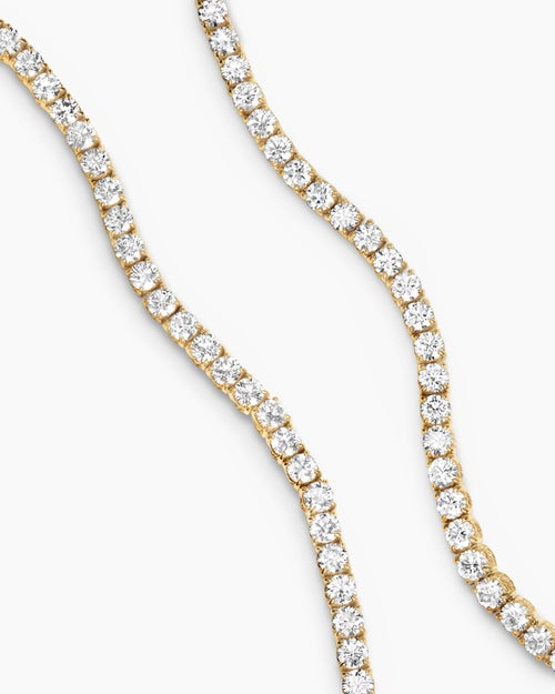 Mens Tennis Necklace in 18K Yellow Gold, 3mm