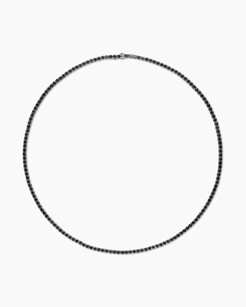 Mens Tennis Necklace in 18K White Gold, 3mm