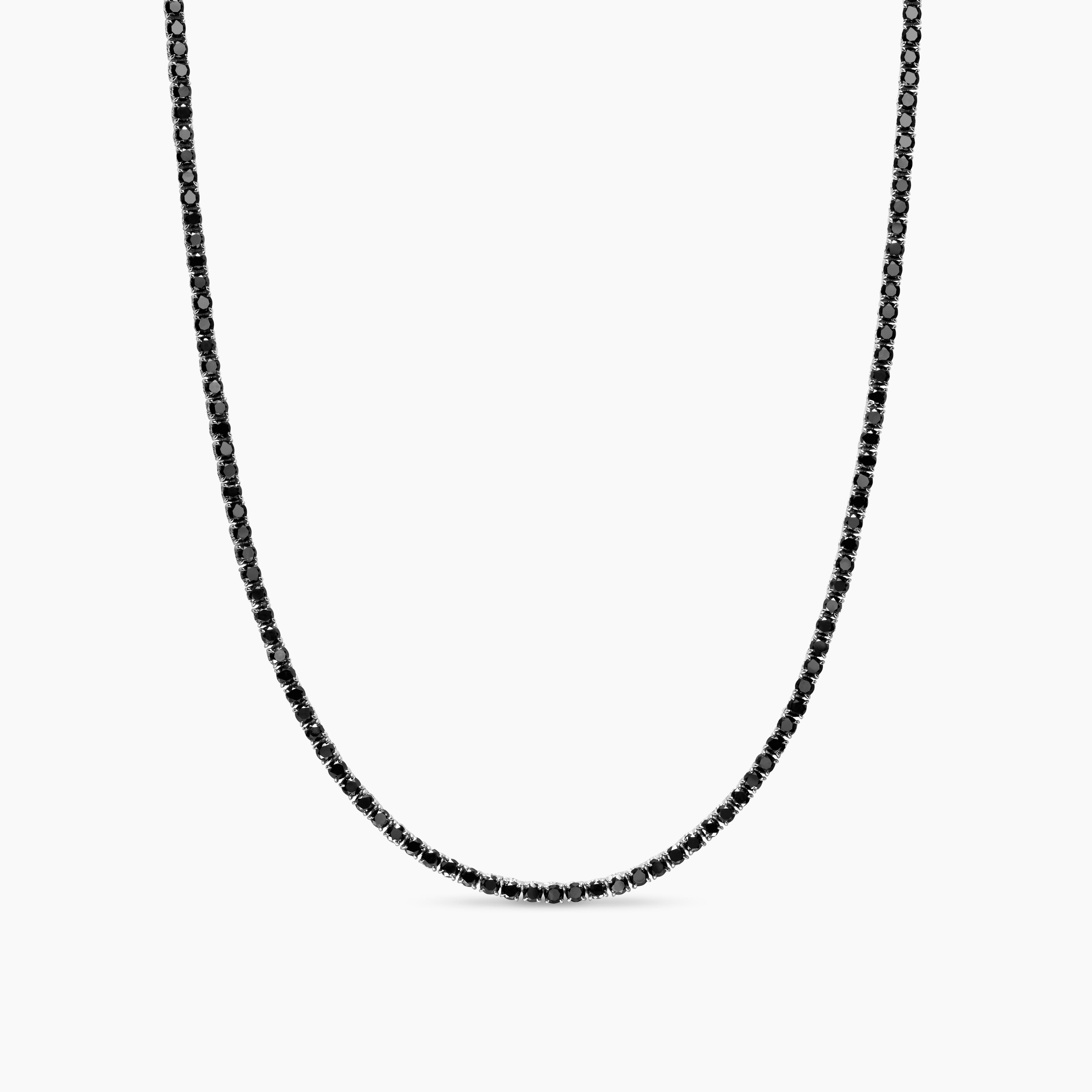 Mens Tennis Necklace in 18K White Gold, 3mm