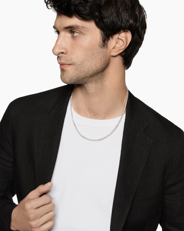 Tennis Necklace in 18K White Gold, 3mm