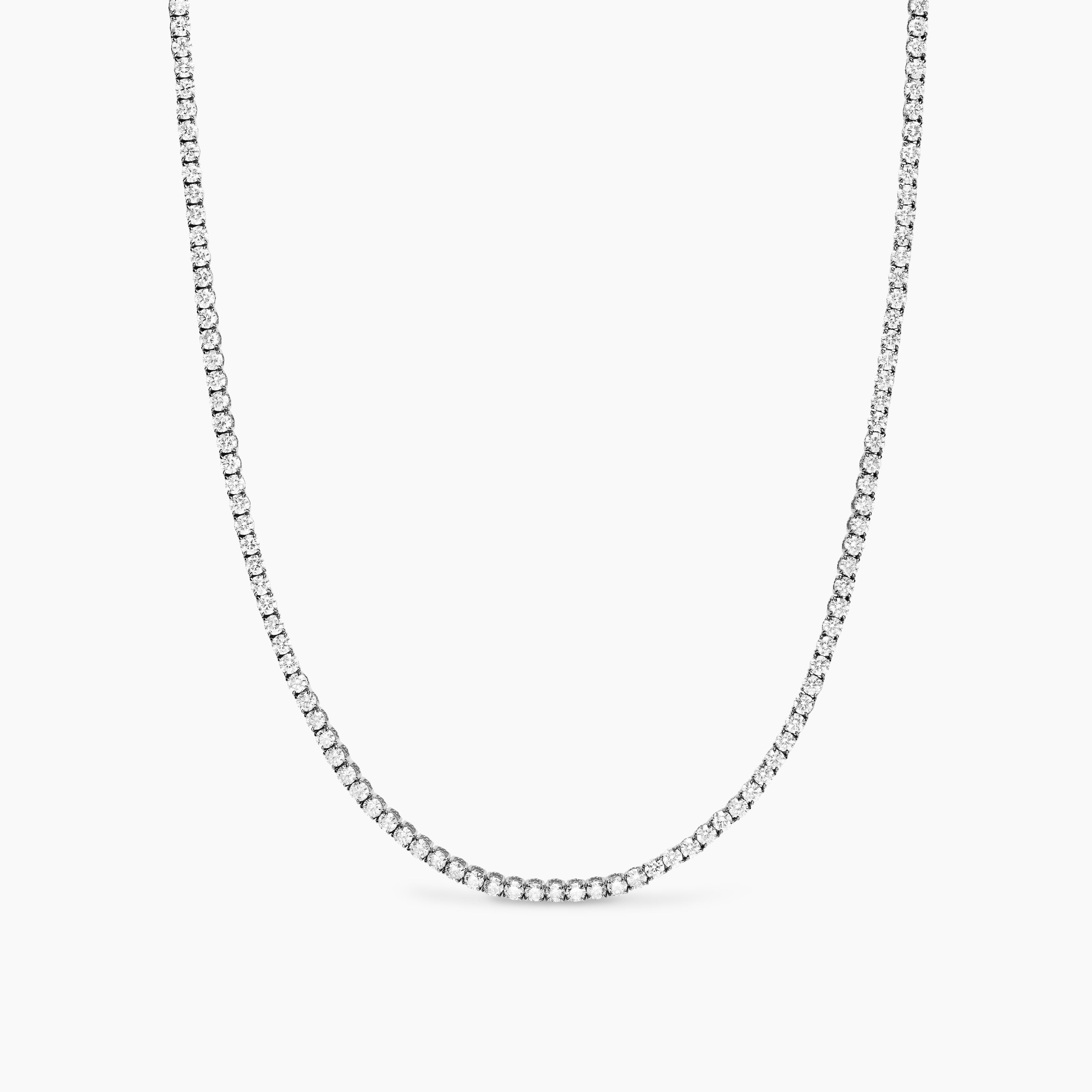 Mens Tennis Necklace in 18K White Gold, 3mm